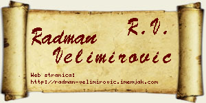 Radman Velimirović vizit kartica